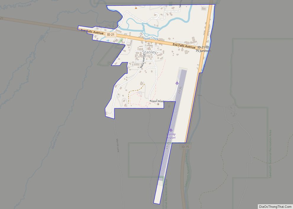 Map of Stanley city, Idaho