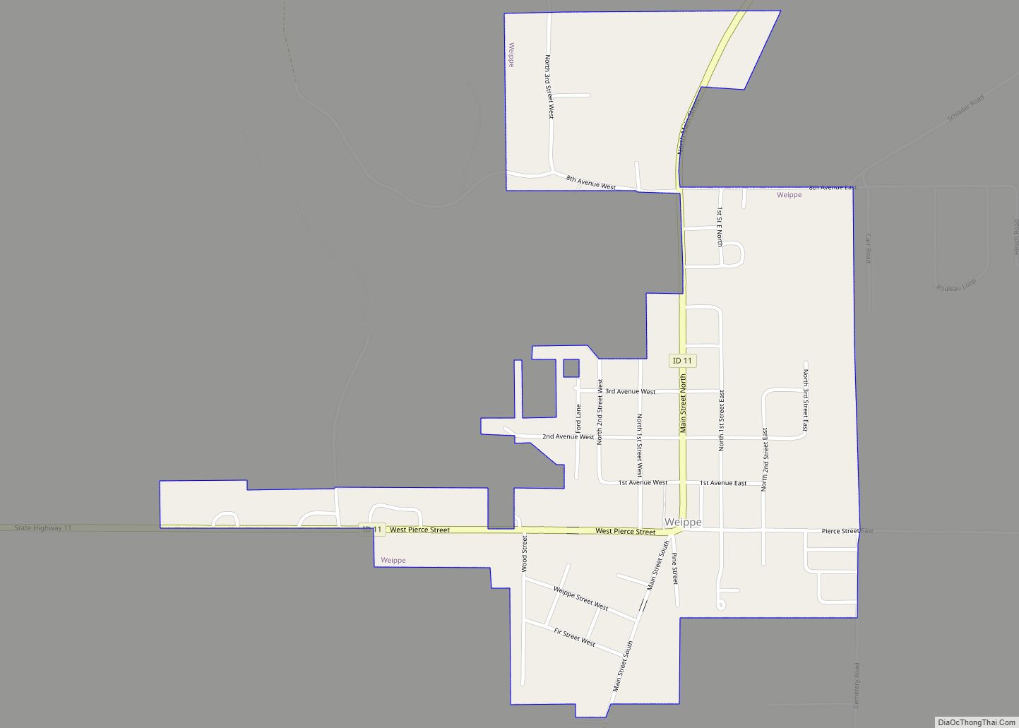 Map of Weippe city