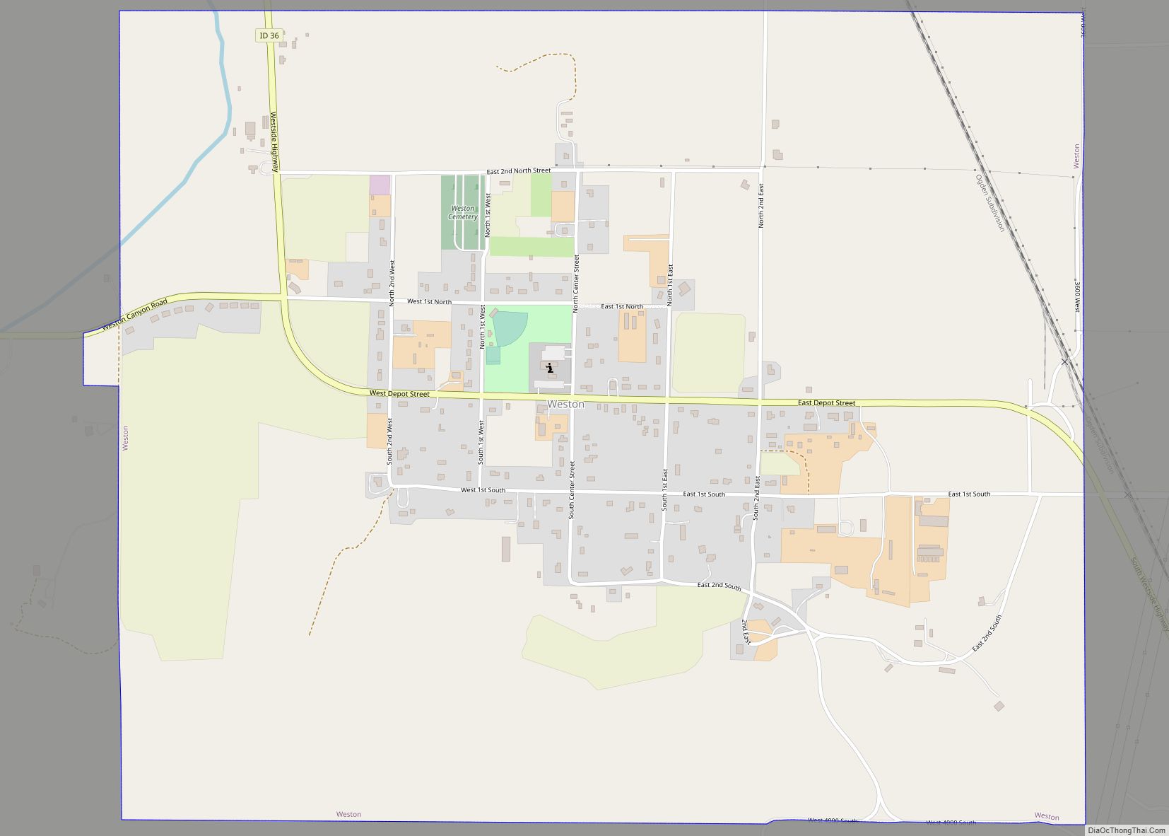 Map of Weston city, Idaho