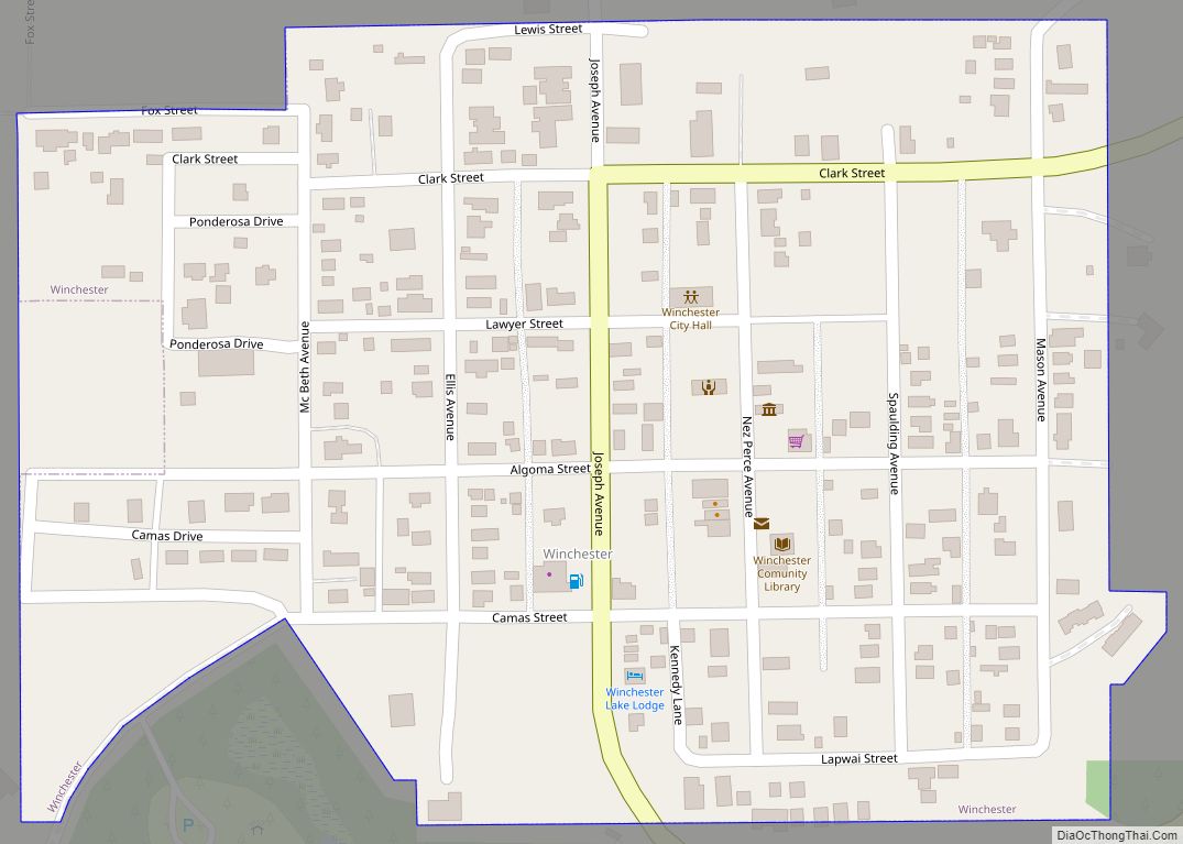 Map of Winchester city, Idaho