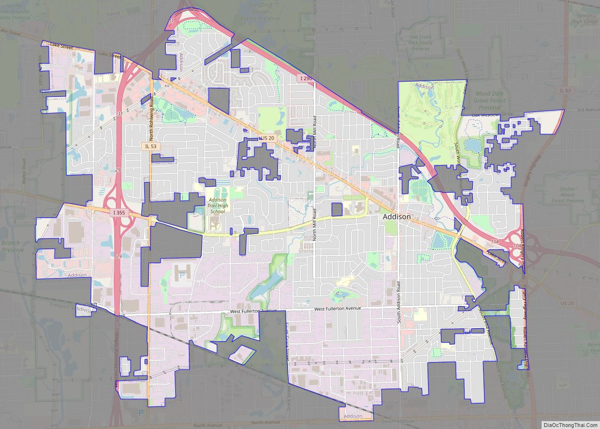 Map of Addison village, Illinois