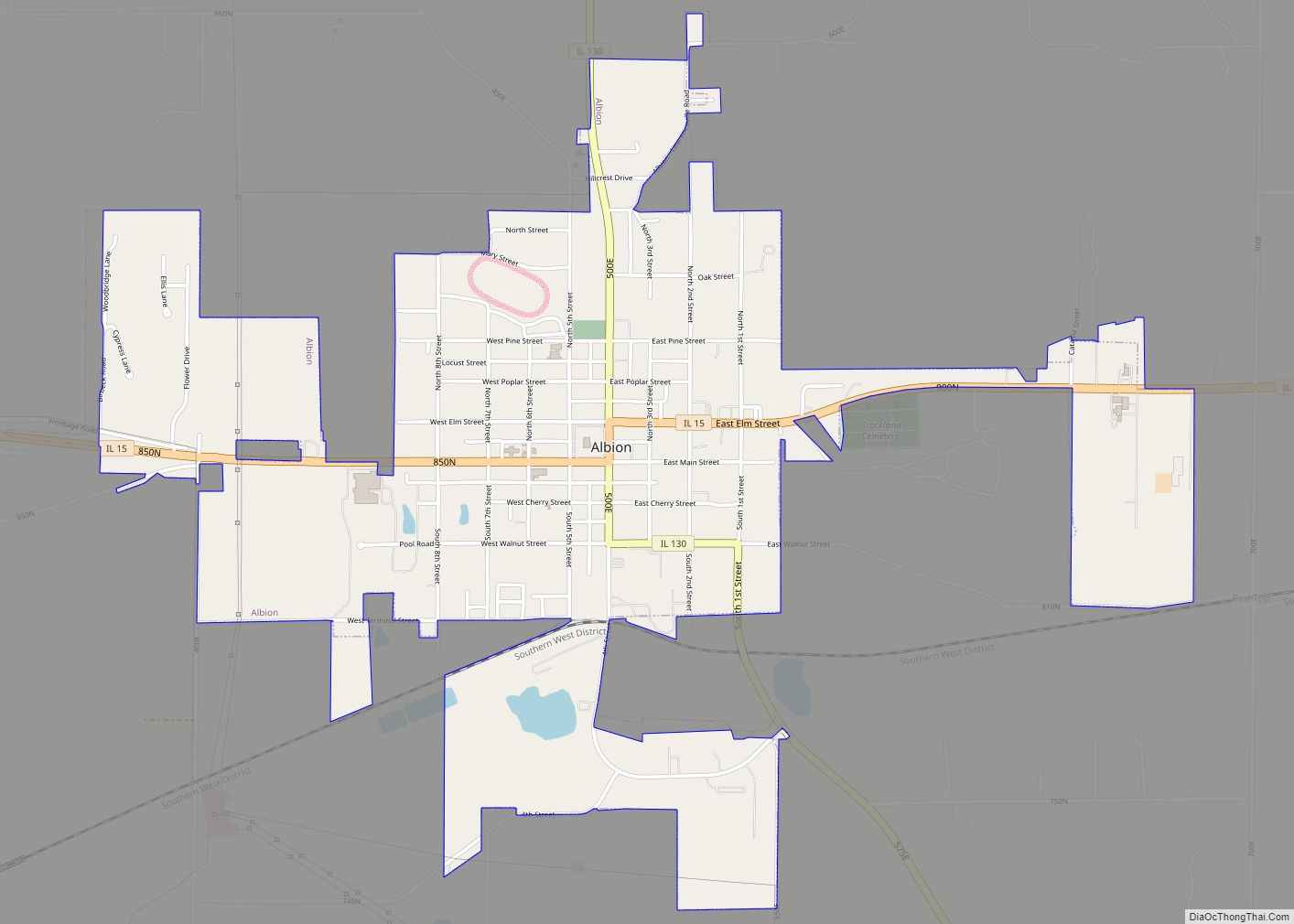 Map of Albion city, Illinois