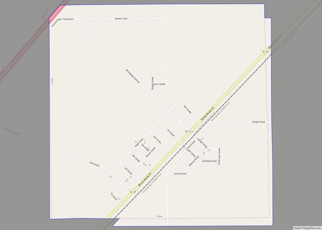 Map of Alma village, Illinois