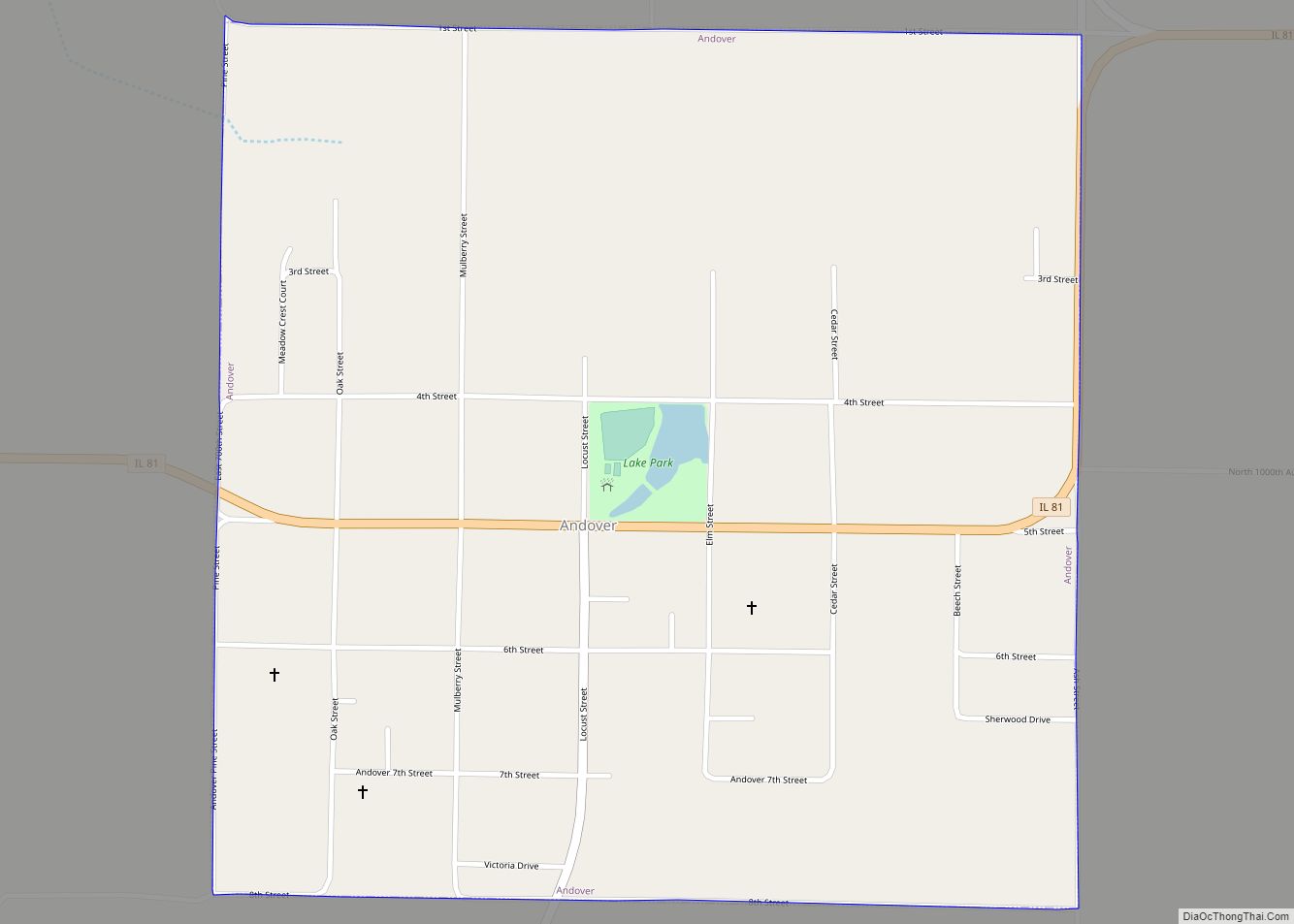 Map of Andover village, Illinois