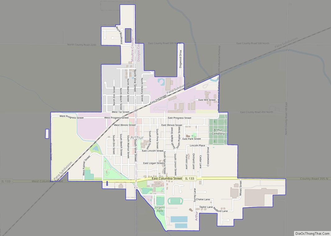 Map of Arthur village, Illinois