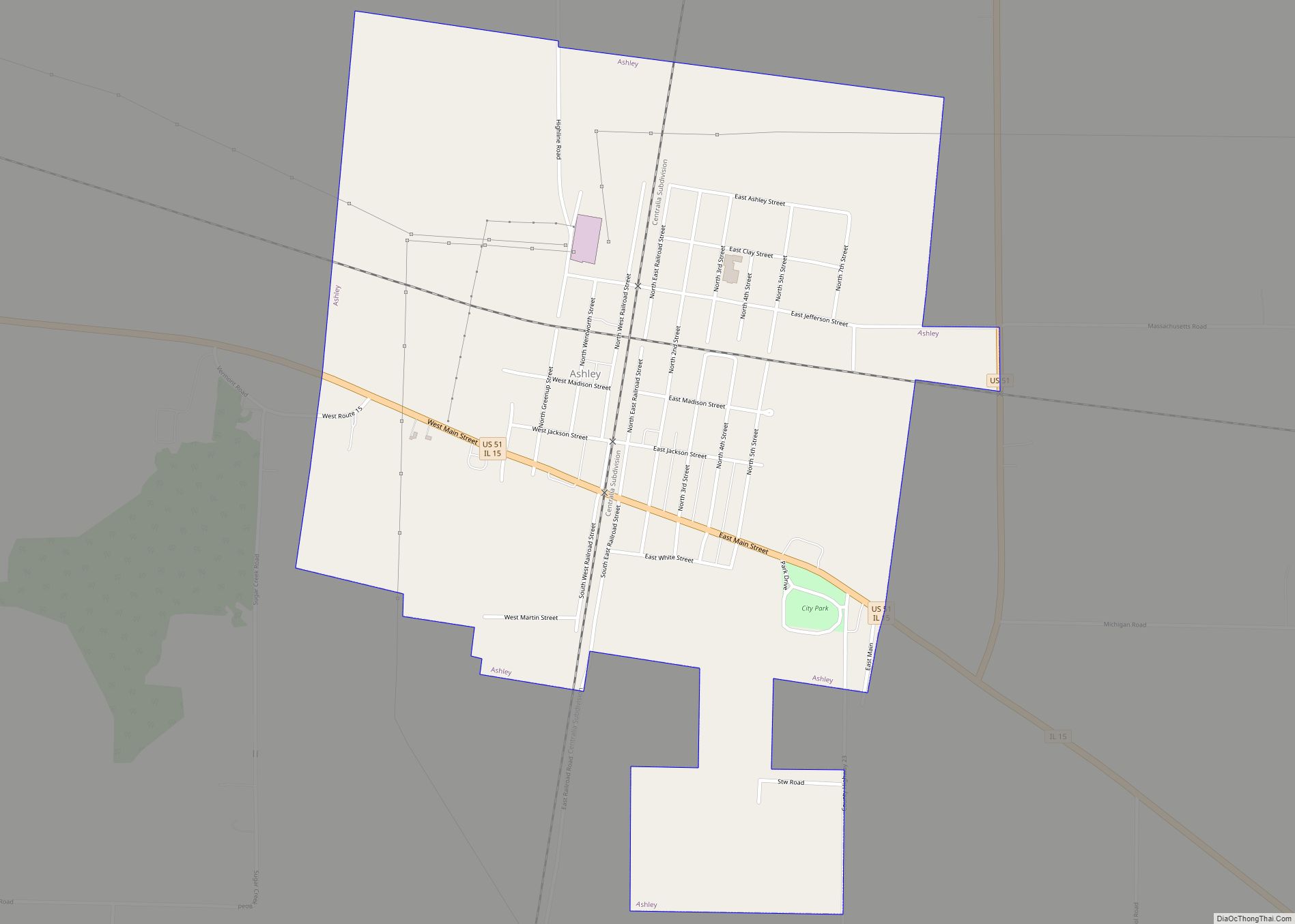 Map of Ashley city
