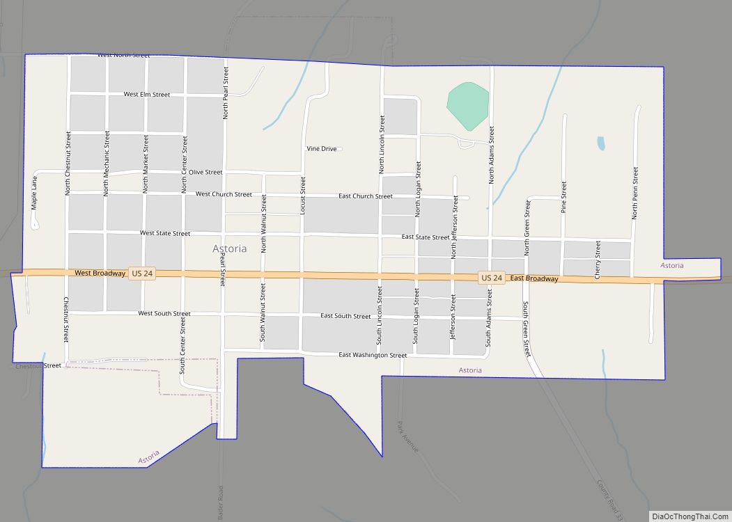 Map of Astoria town, Illinois