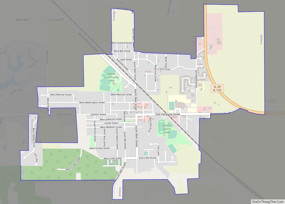 Map of Athens city, Illinois