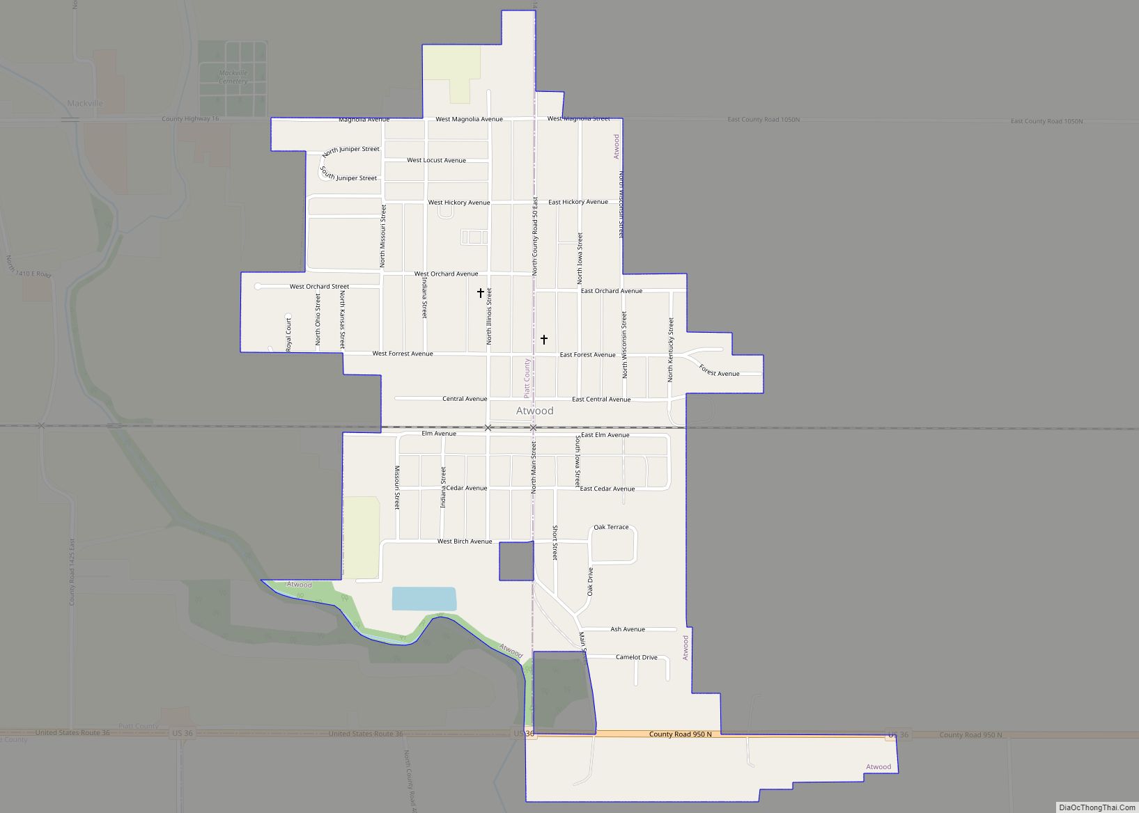 Map of Atwood village, Illinois