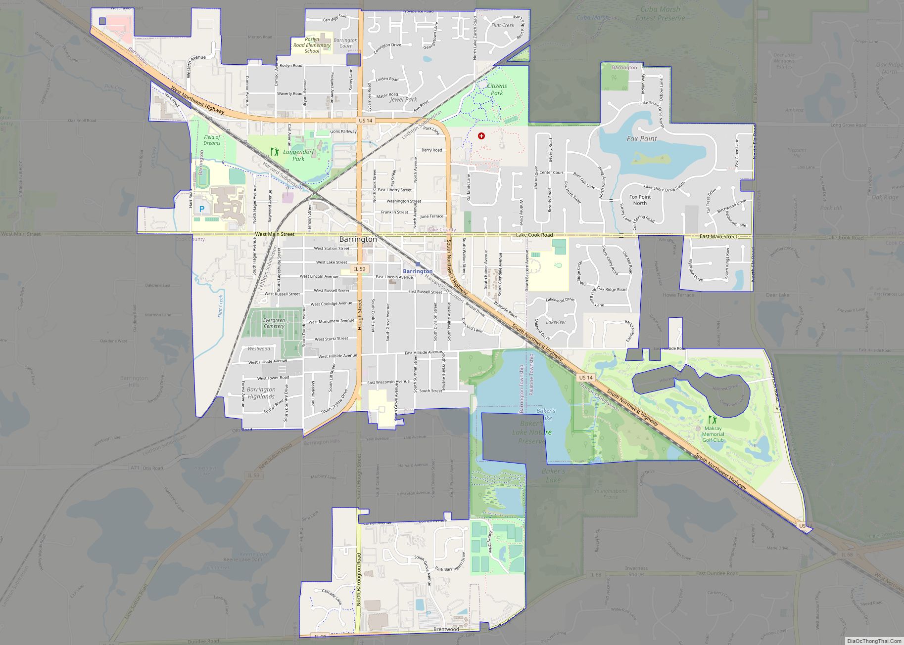 Map of Barrington village