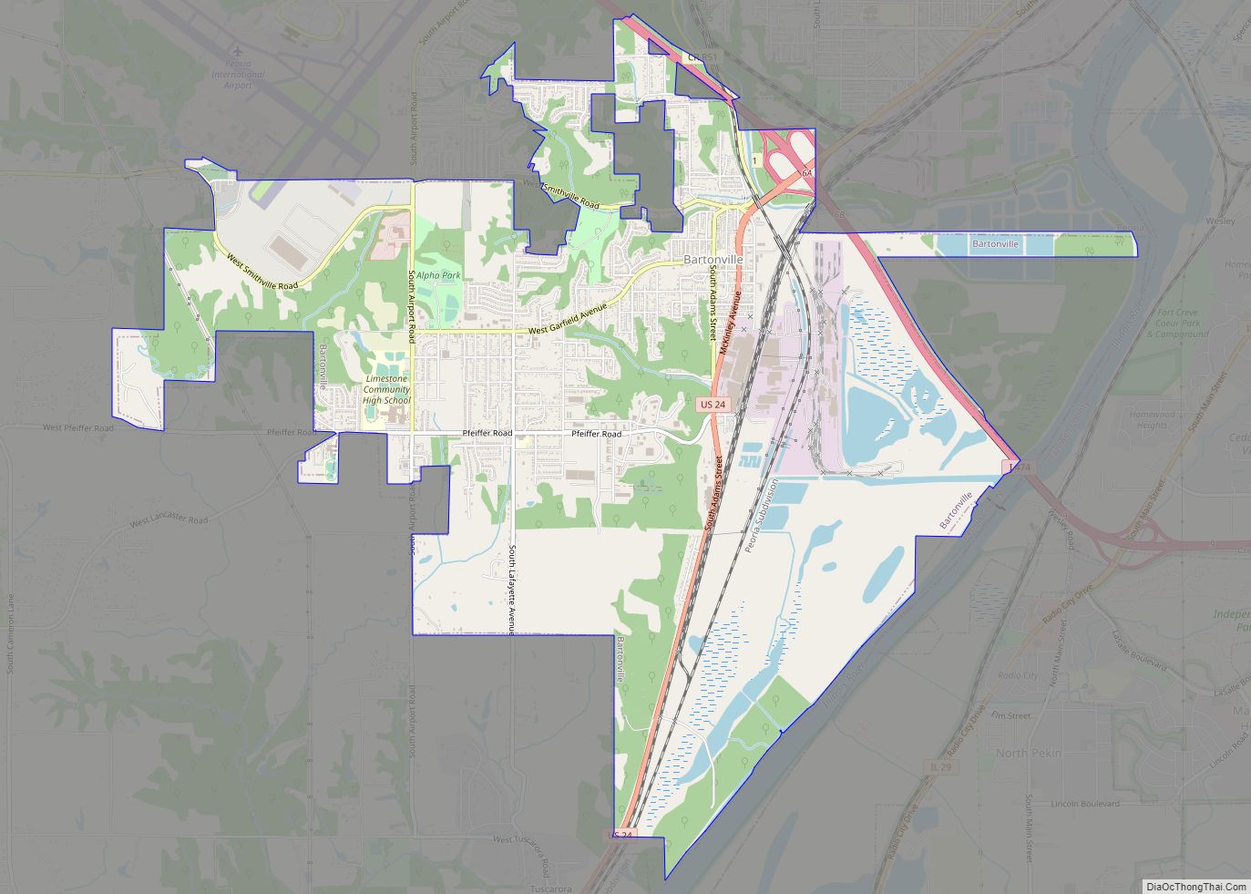 Map of Bartonville village, Illinois
