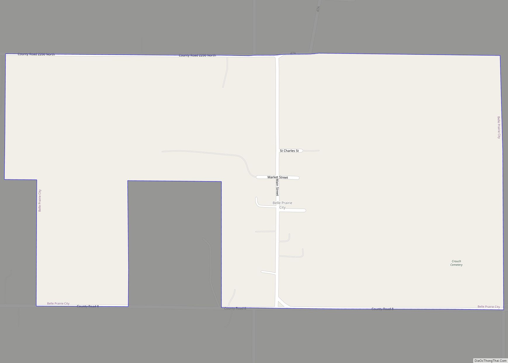 Map of Belle Prairie City town