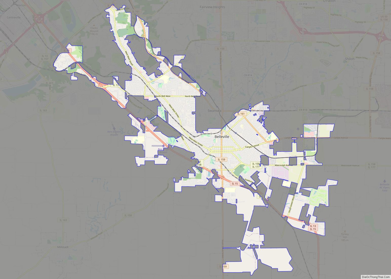 Map of Belleville city, Illinois