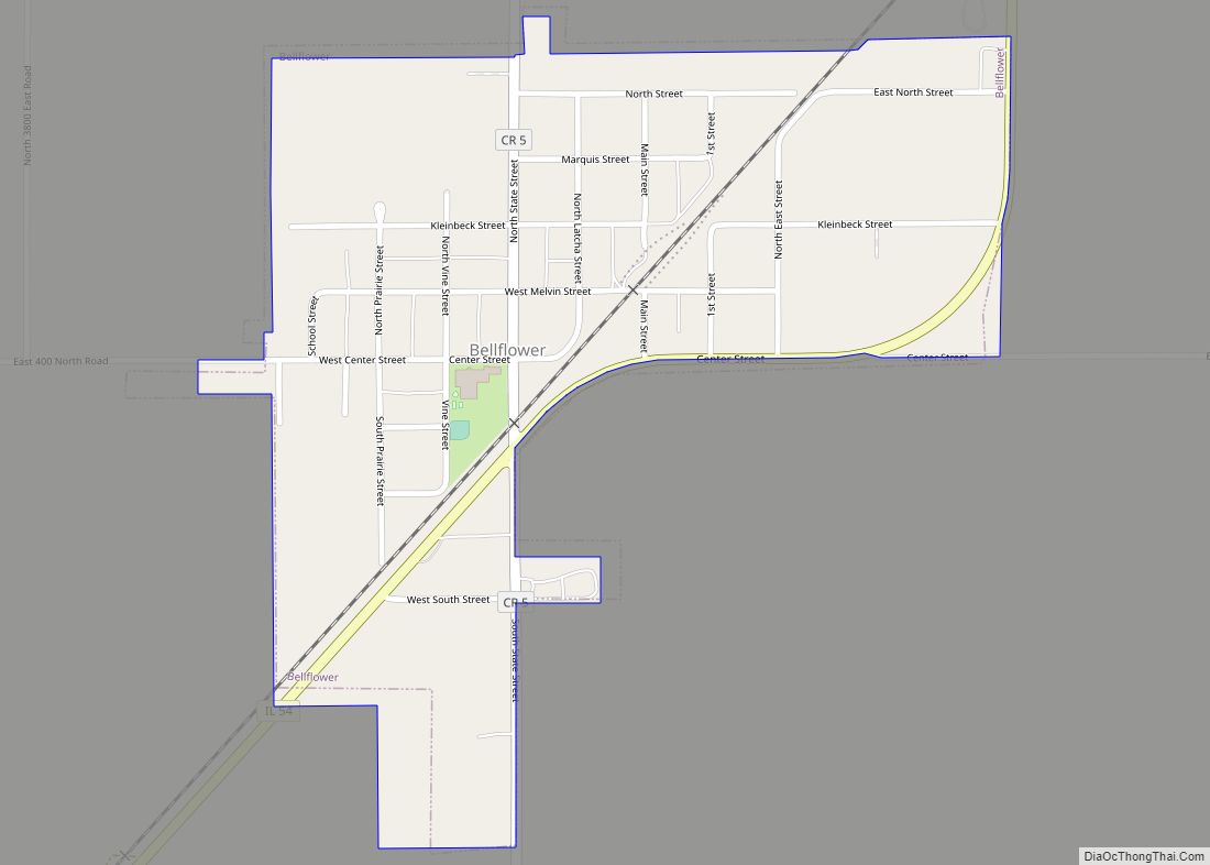 Map of Bellflower village, Illinois