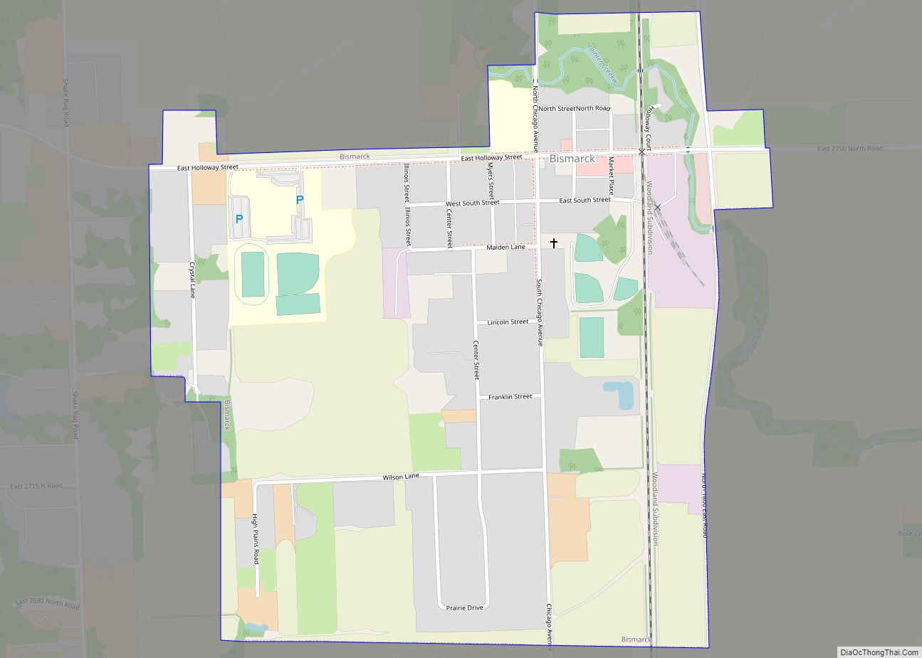 Map of Bismarck village, Illinois