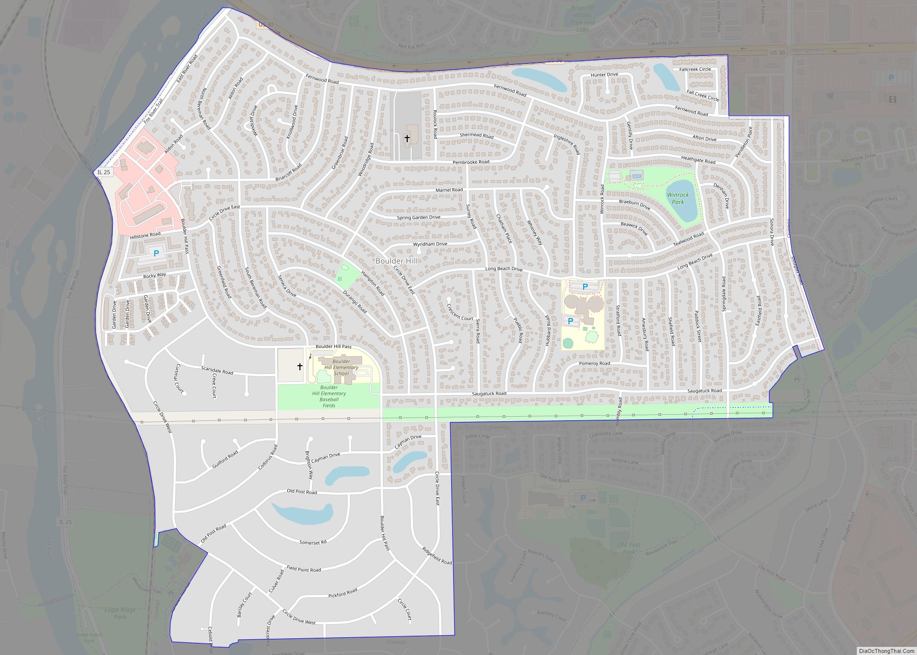 Map of Boulder Hill CDP