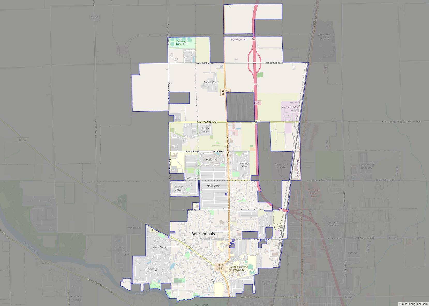 Map of Bourbonnais village