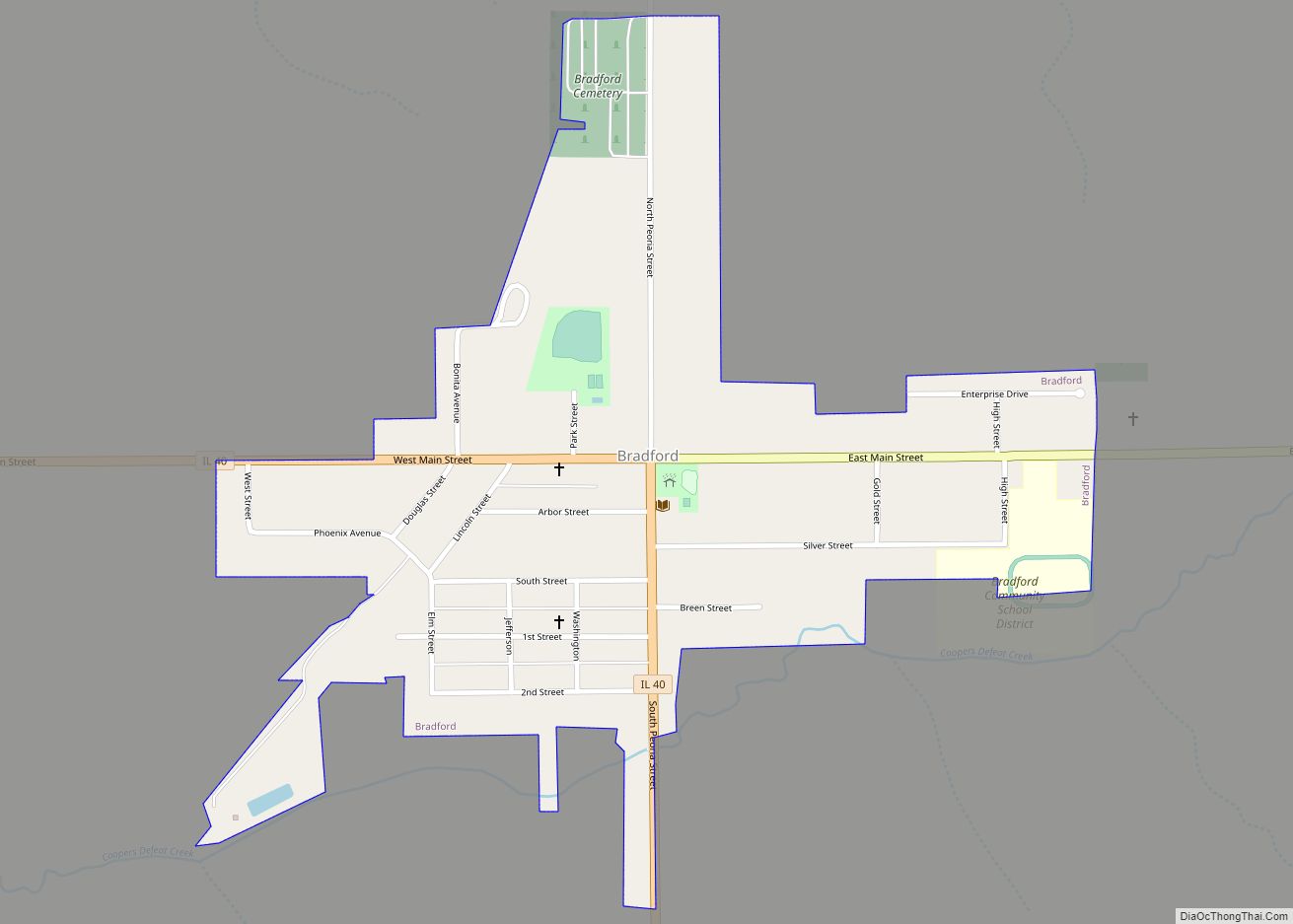 Map of Bradford village, Illinois