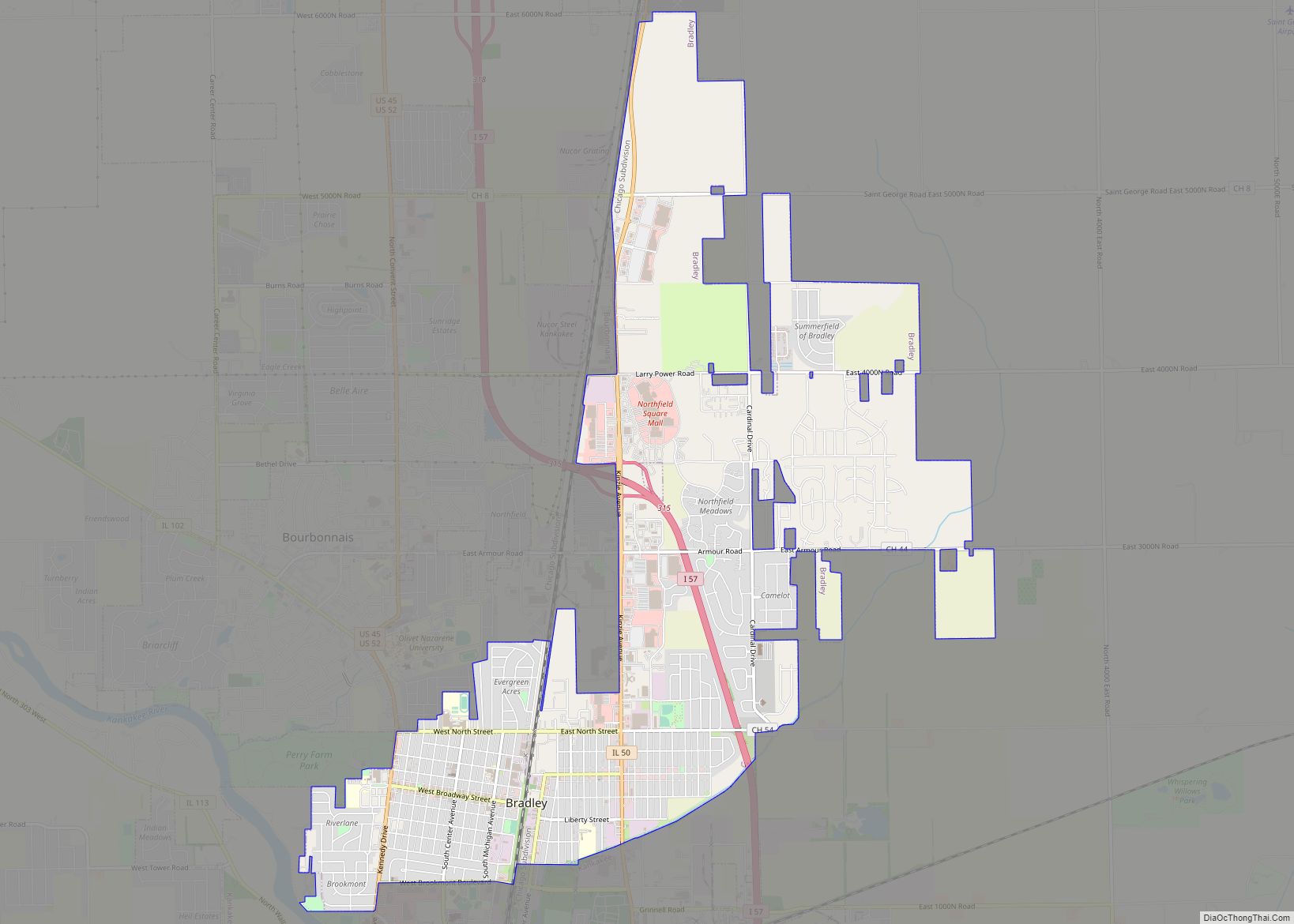 Map of Bradley village, Illinois