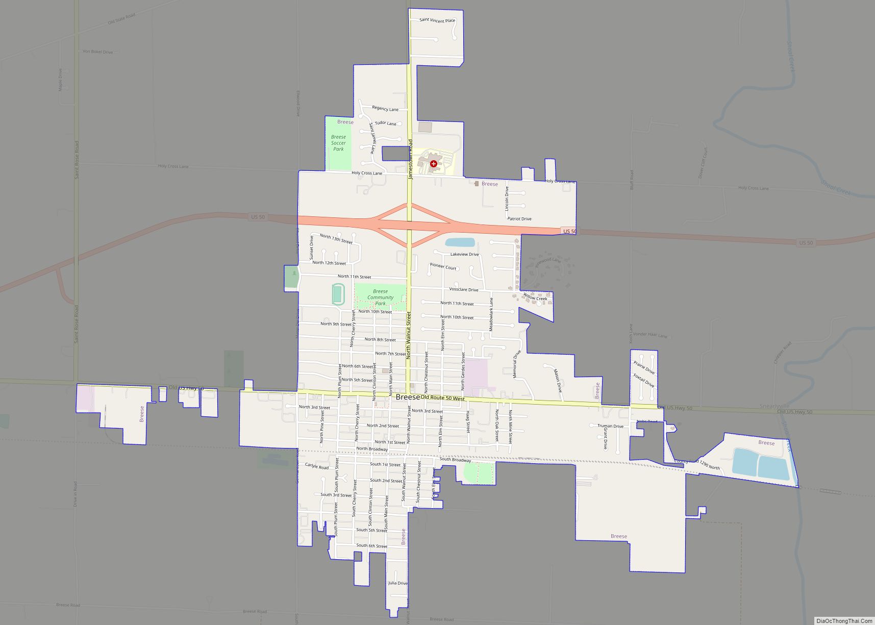 Map of Breese city