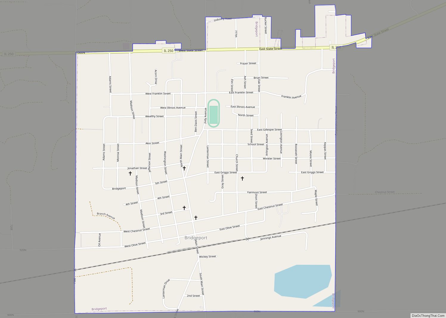 Map of Bridgeport city, Illinois