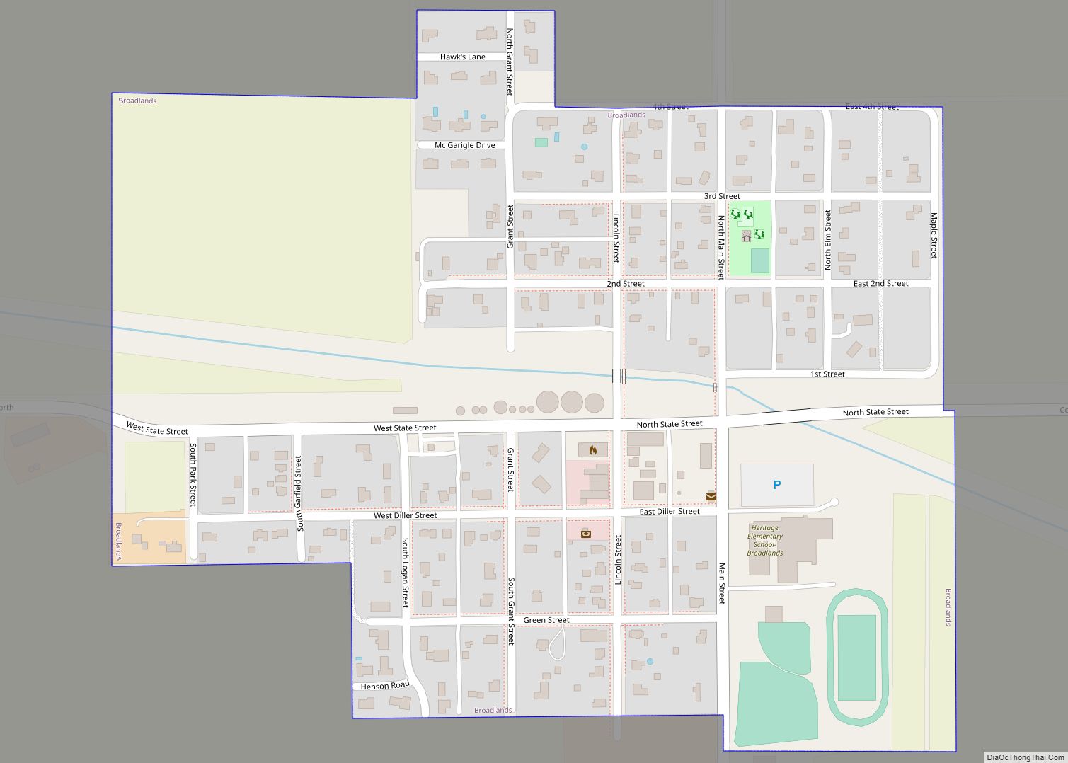 Map of Broadlands village, Illinois