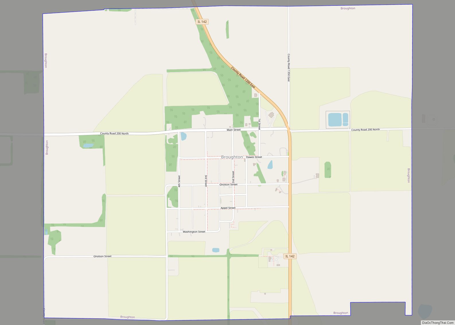 Map of Broughton village, Illinois