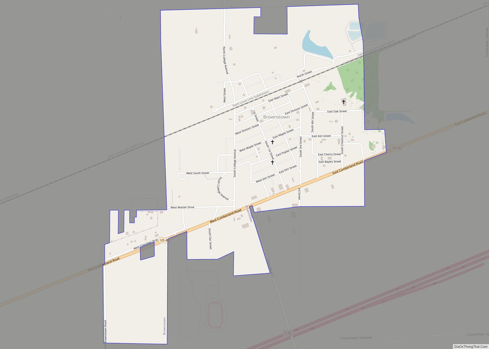 Map of Brownstown village, Illinois