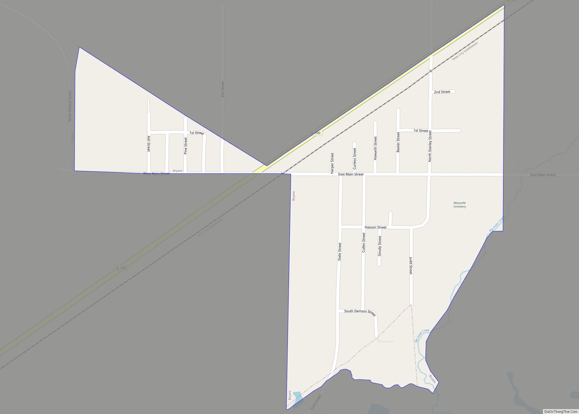 Map of Bryant village, Illinois