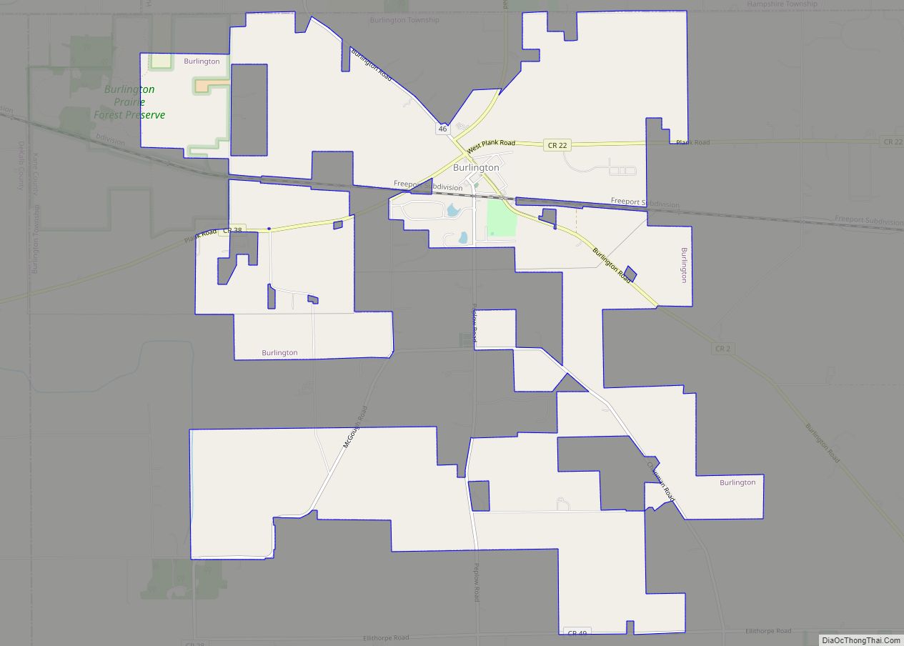 Map of Burlington village, Illinois