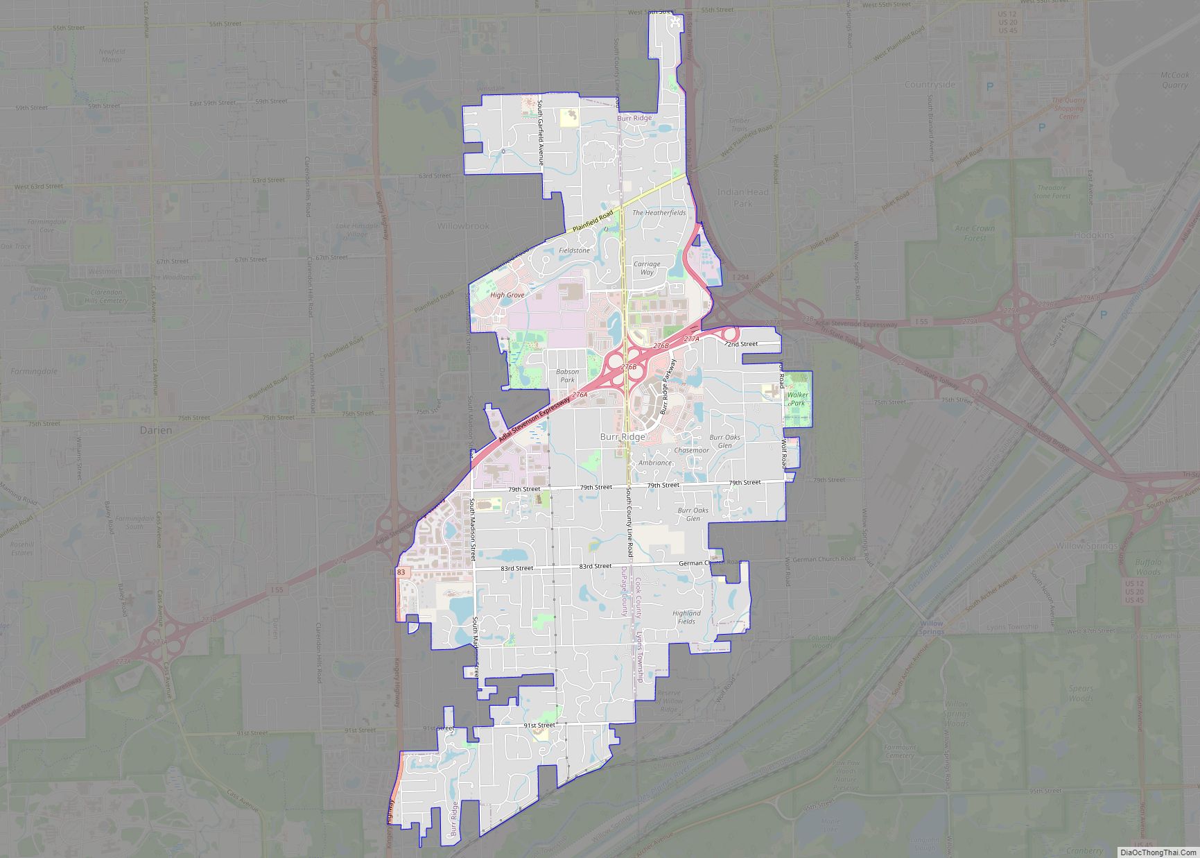 Map of Burr Ridge village