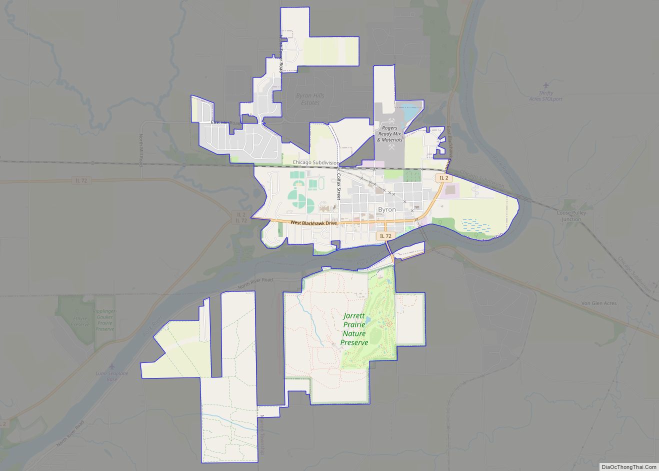 Map of Byron city, Illinois