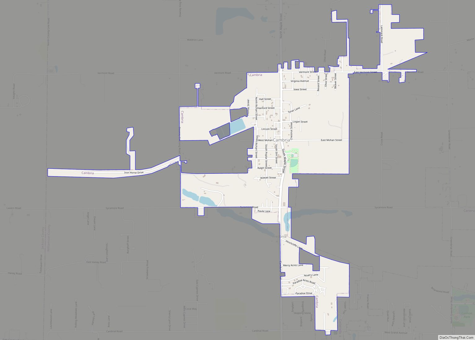 Map of Cambria village, Illinois