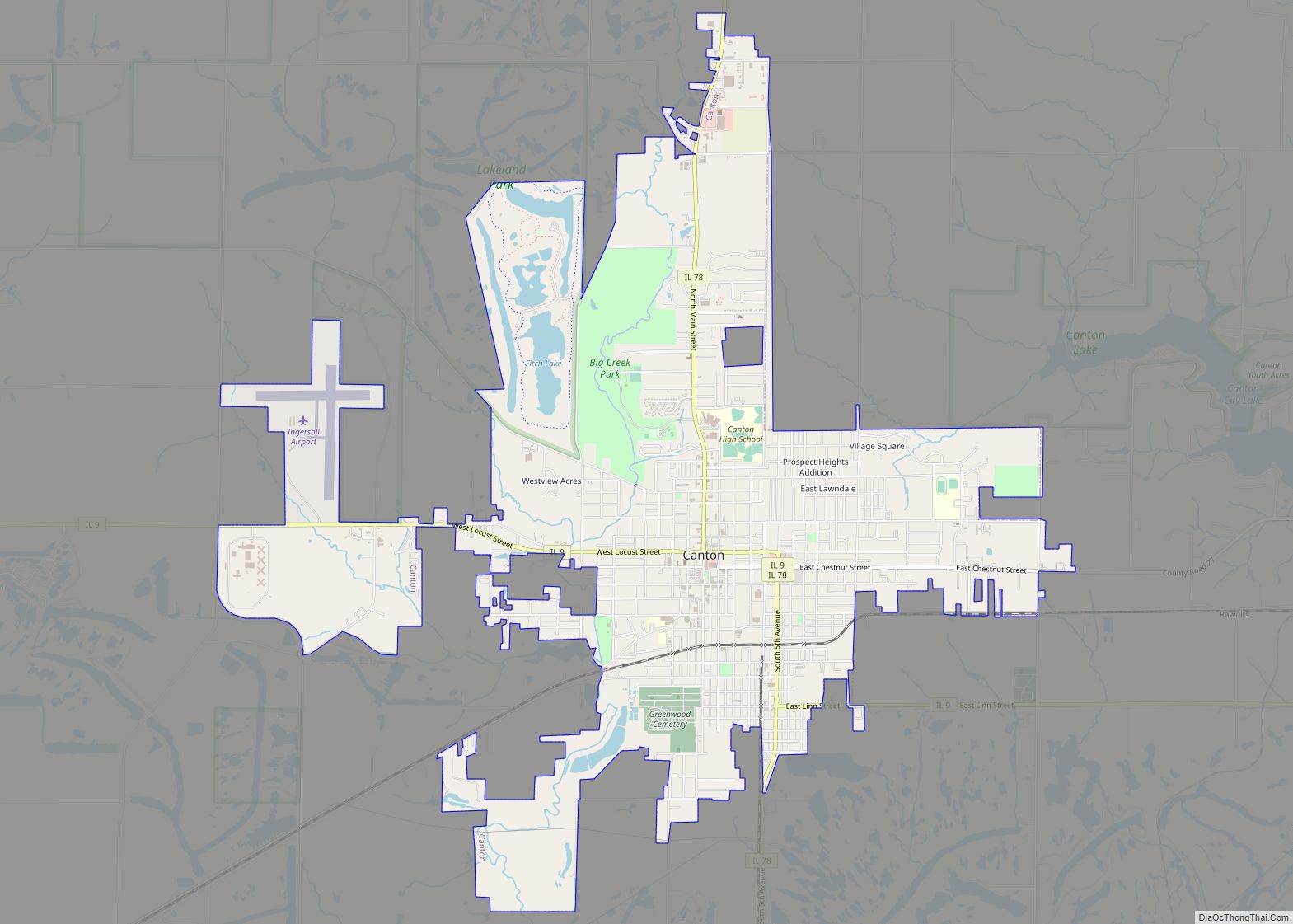 Map of Canton city, Illinois