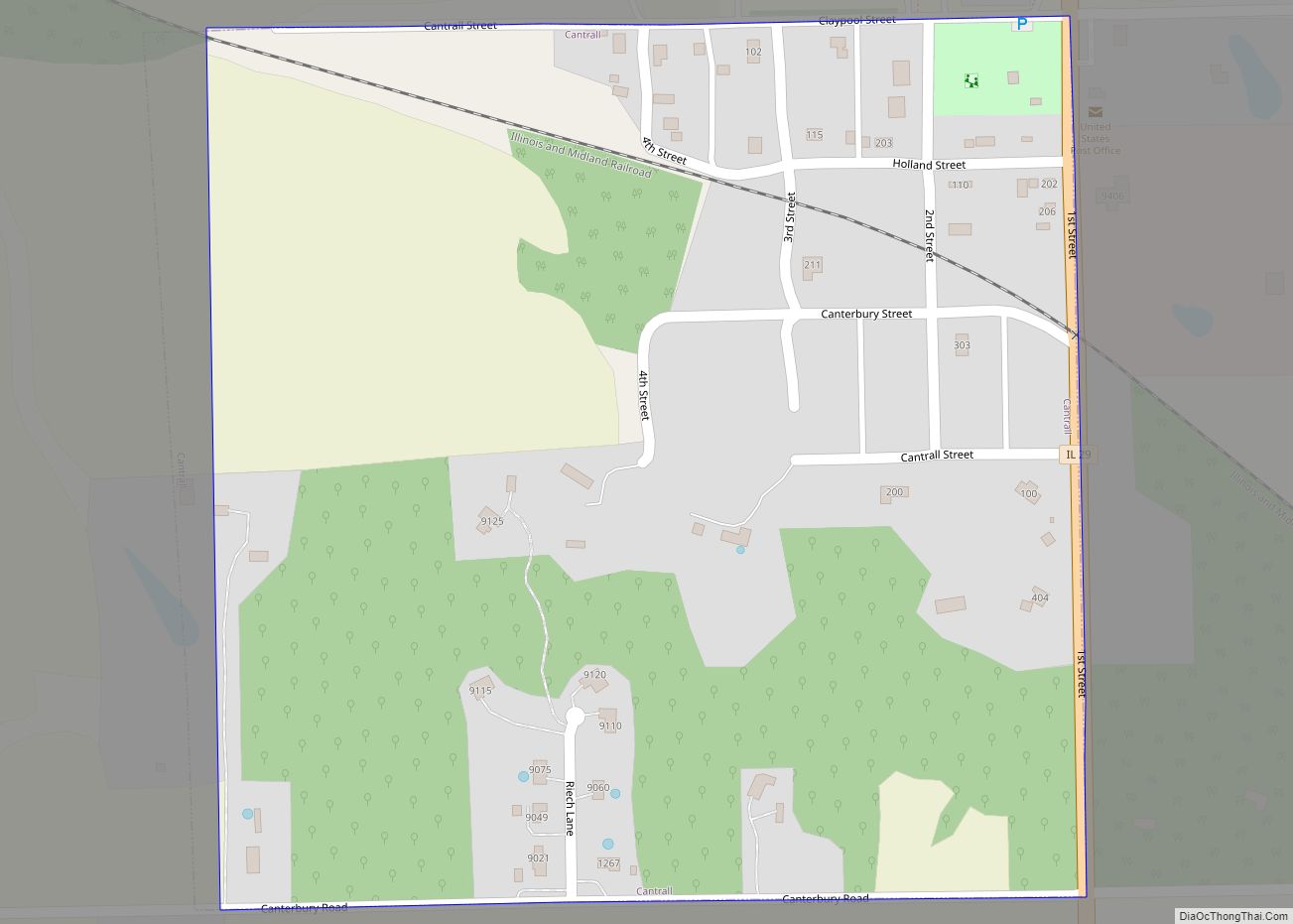 Map of Cantrall village