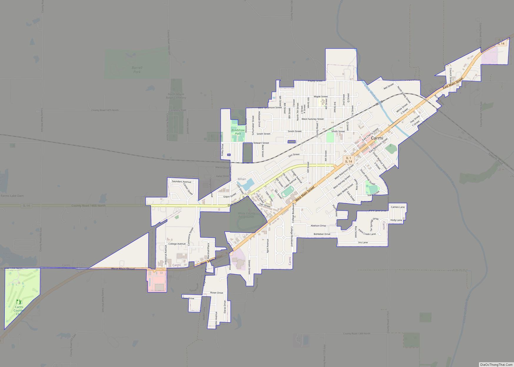 Map of Carmi city