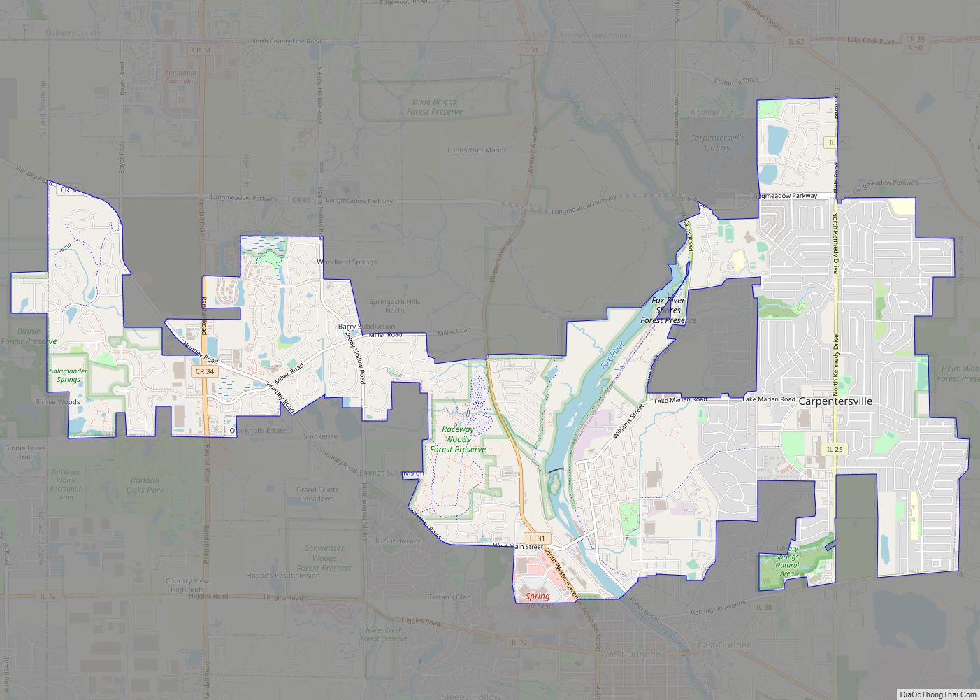 Map of Carpentersville village