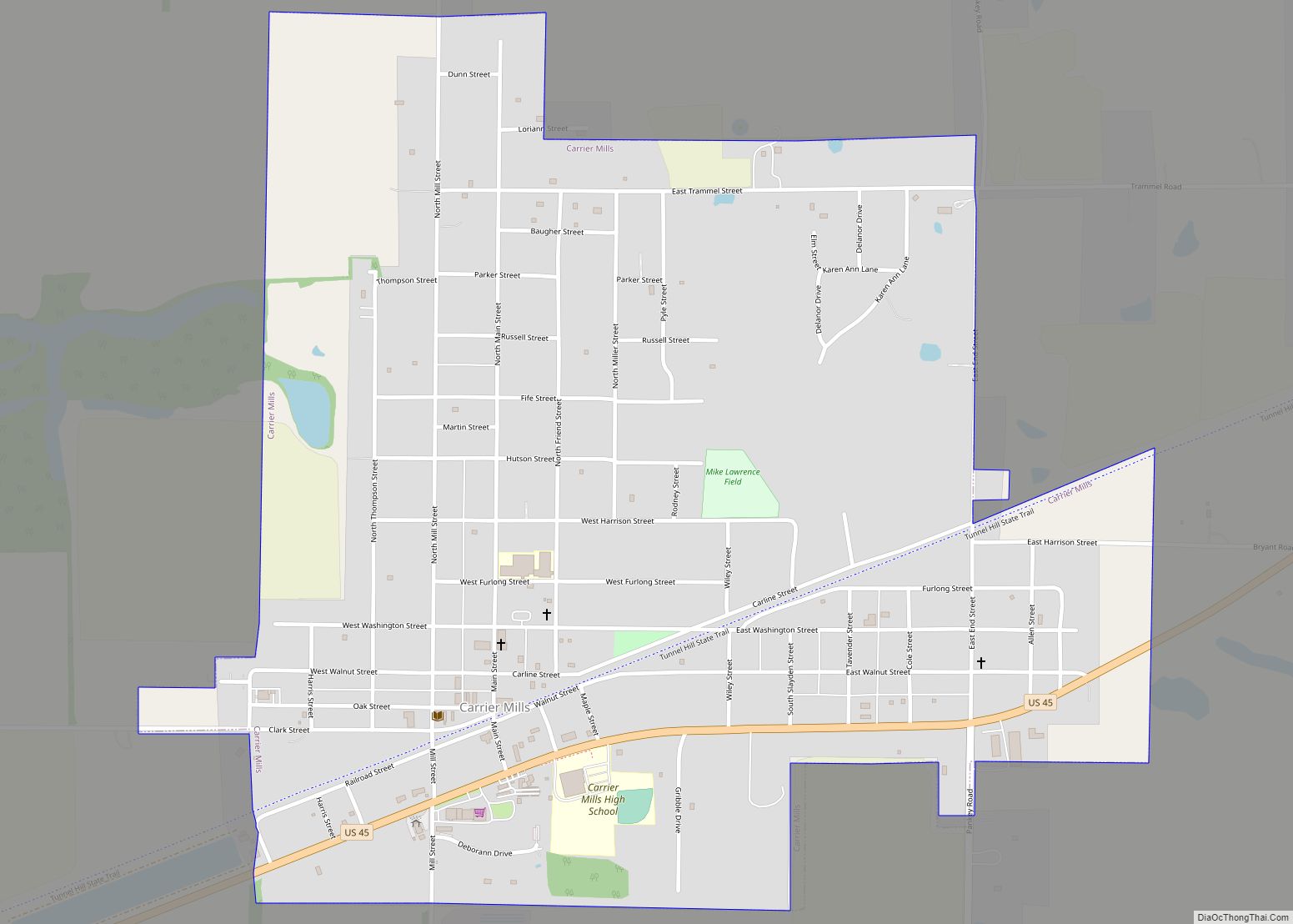 Map of Carrier Mills village