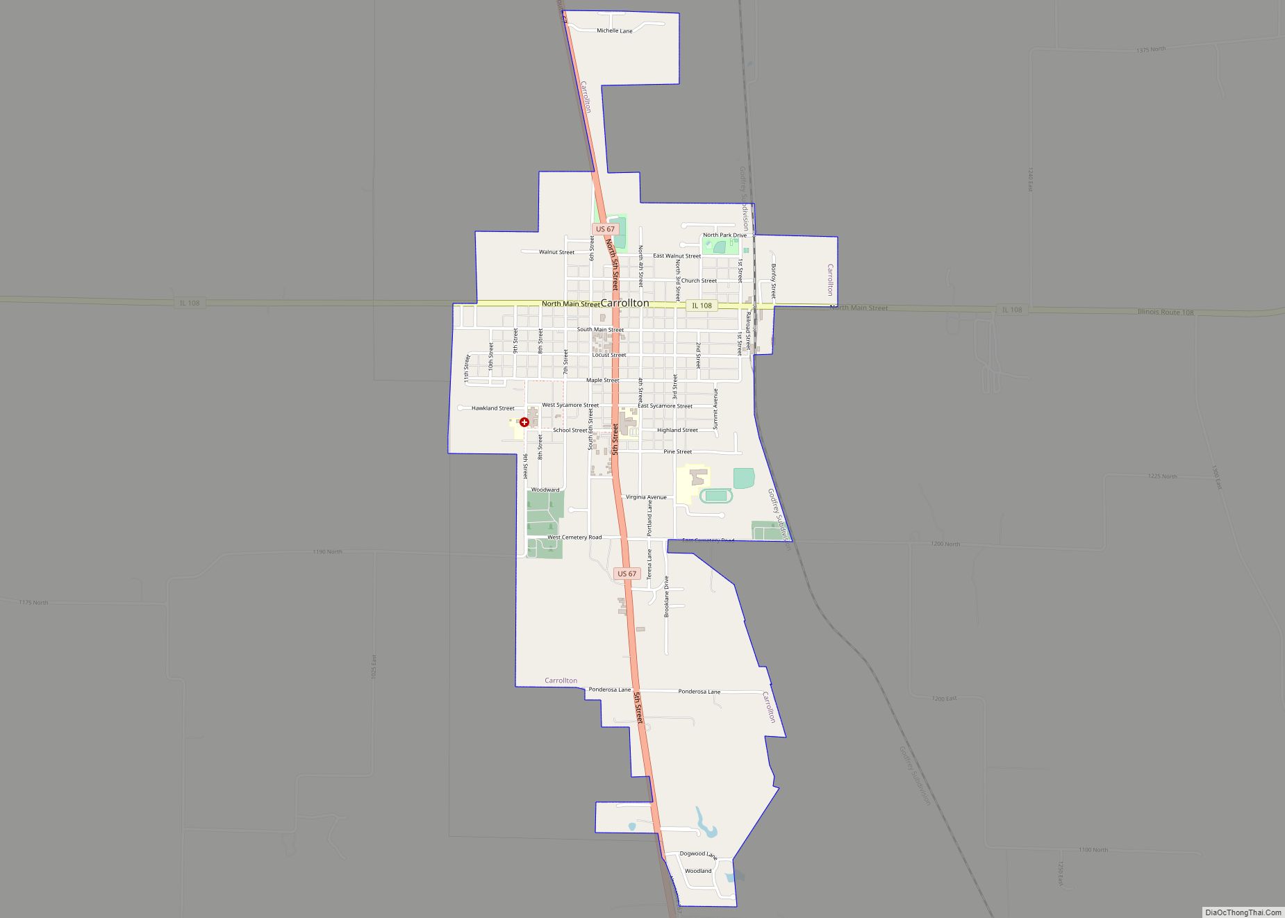 Map of Carrollton city, Illinois