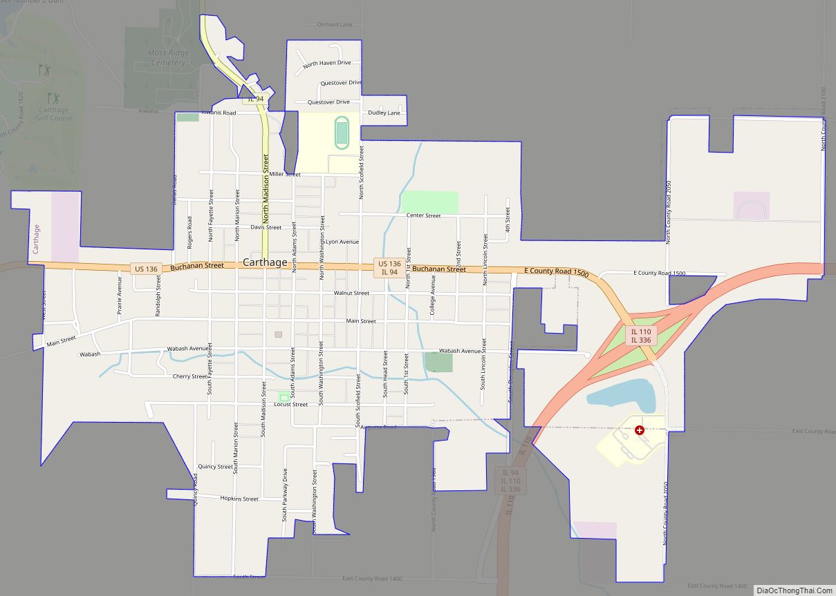 Map of Carthage city, Illinois