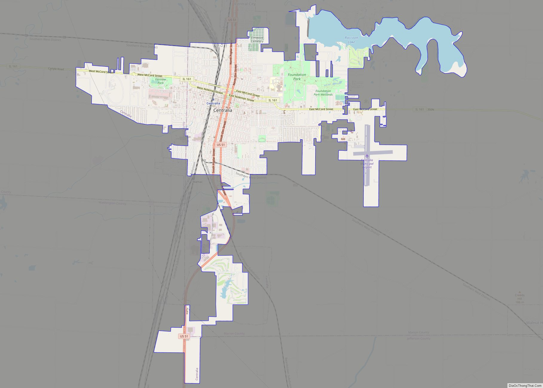 Map of Centralia city, Illinois