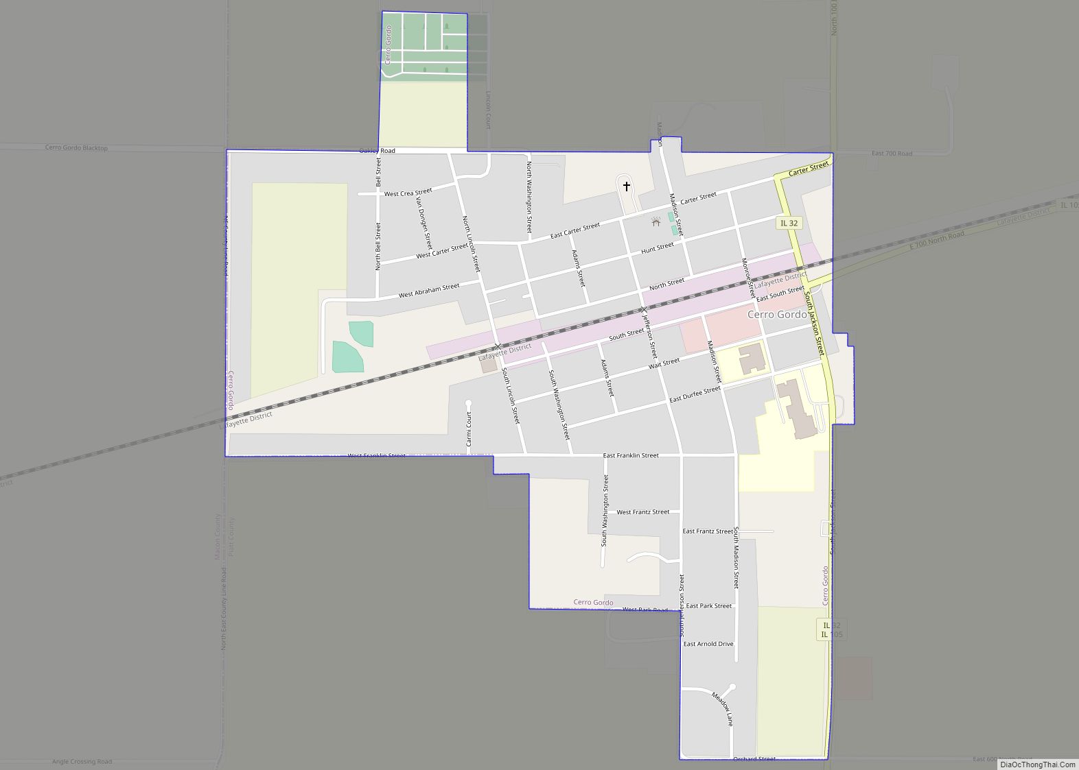 Map of Cerro Gordo village, Illinois