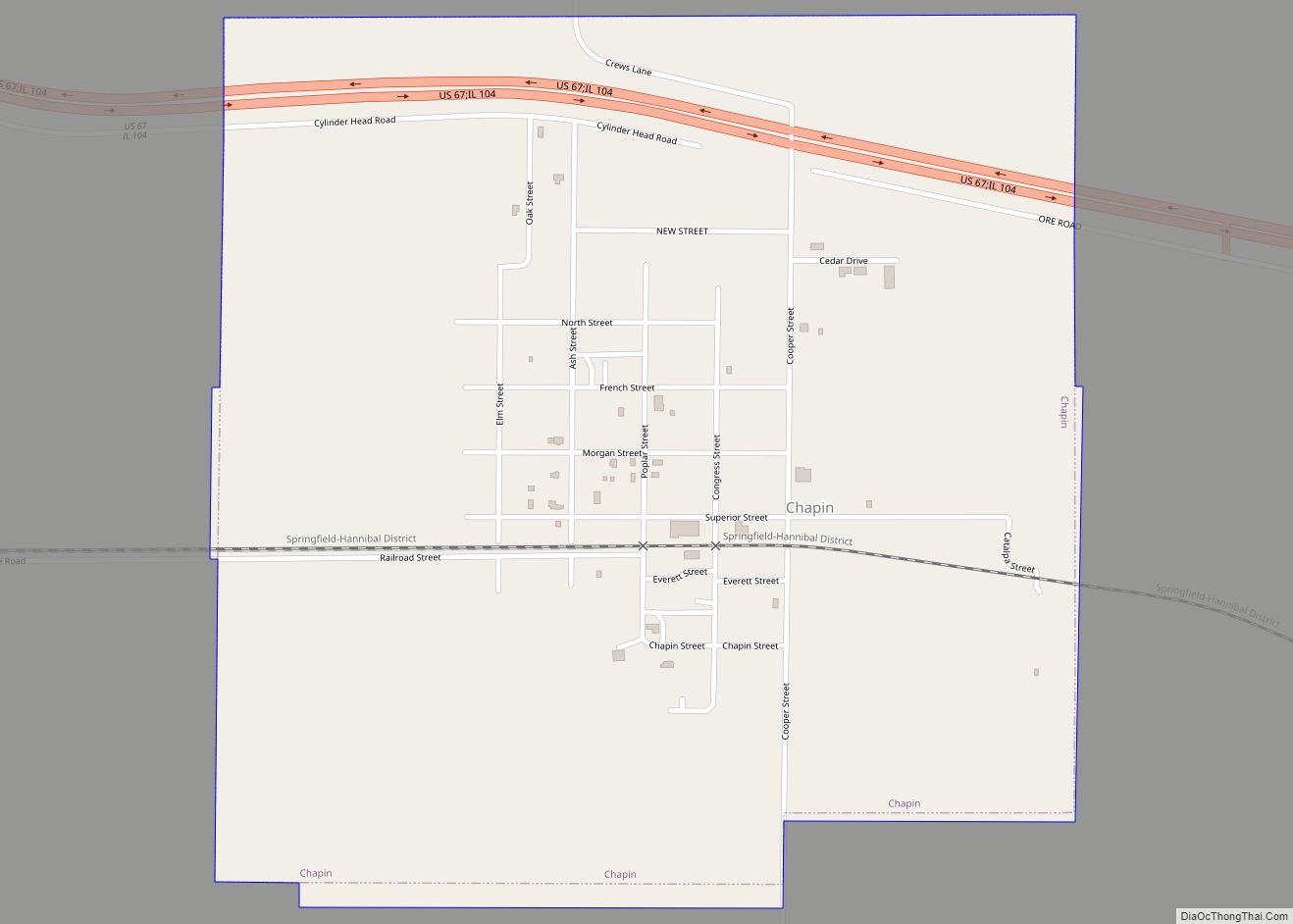 Map of Chapin village, Illinois