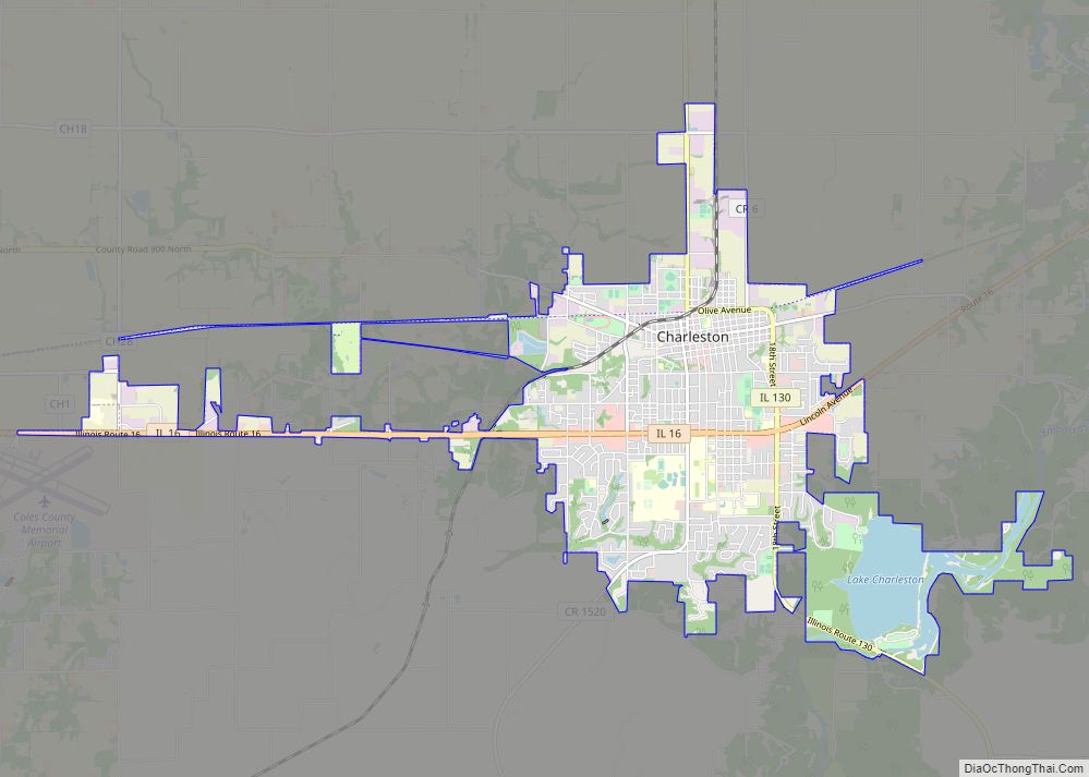 Map of Charleston city, Illinois