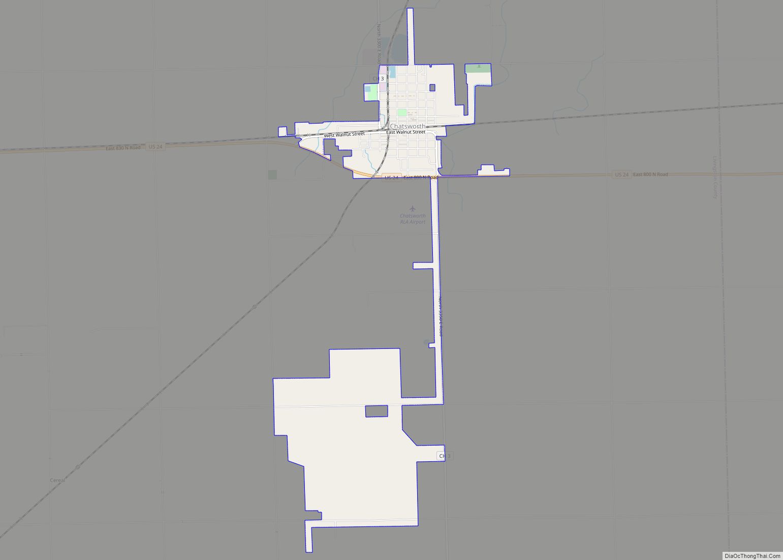 Map of Chatsworth town, Illinois