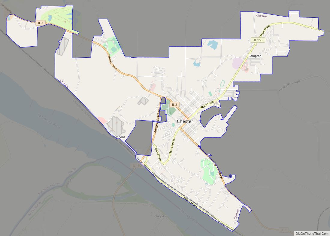 Map of Chester city, Illinois