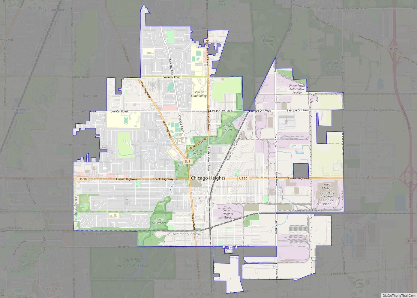 Map of Chicago Heights city