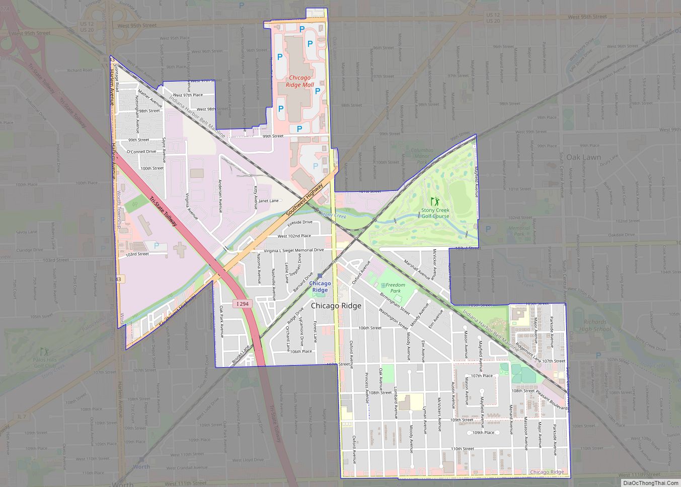 Map of Chicago Ridge village