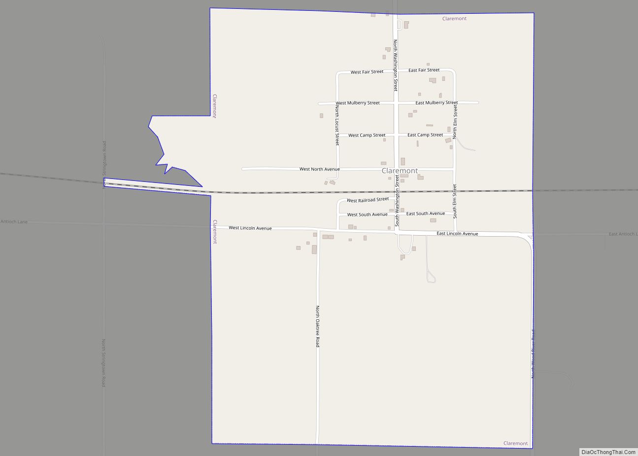 Map of Claremont village, Illinois