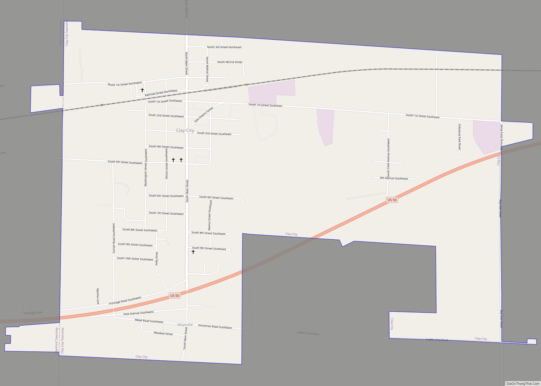 Map of Clay City village, Illinois